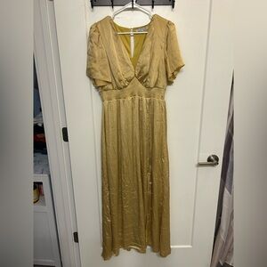 Baltic Born Prague Satin Maxi Dress in Mustard